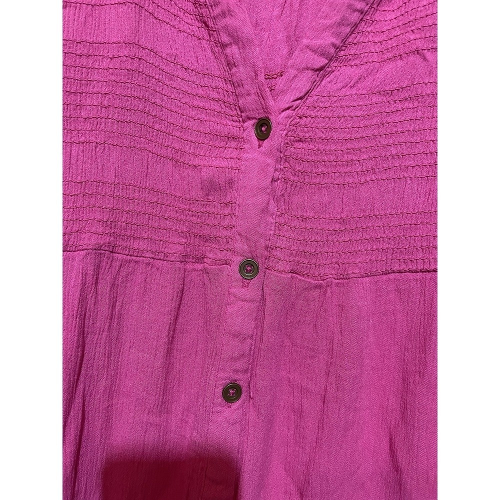 Knox Rose Women's Smocked‎ Midi Dress Pink Lace Accent Size M - Picture 3 of 6
